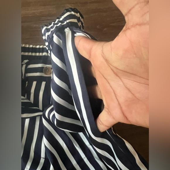 J Crew Pull-on crop pant in stripe Pant Navy Blue White - Picture 7 of 8